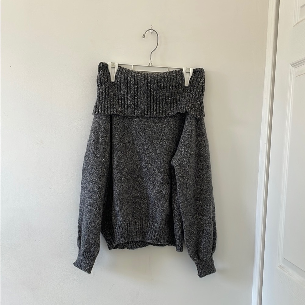 Dark Gray Off-Shoulder Women Sweater
